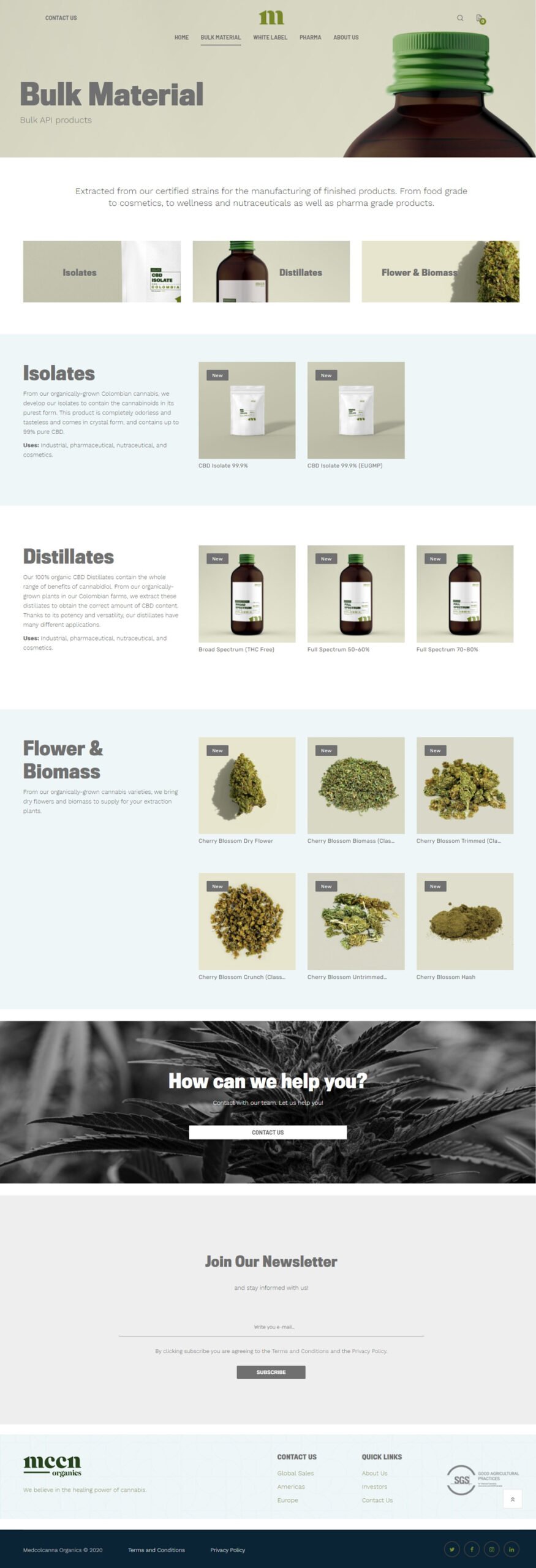 MCCN Organics - Bilk material section
