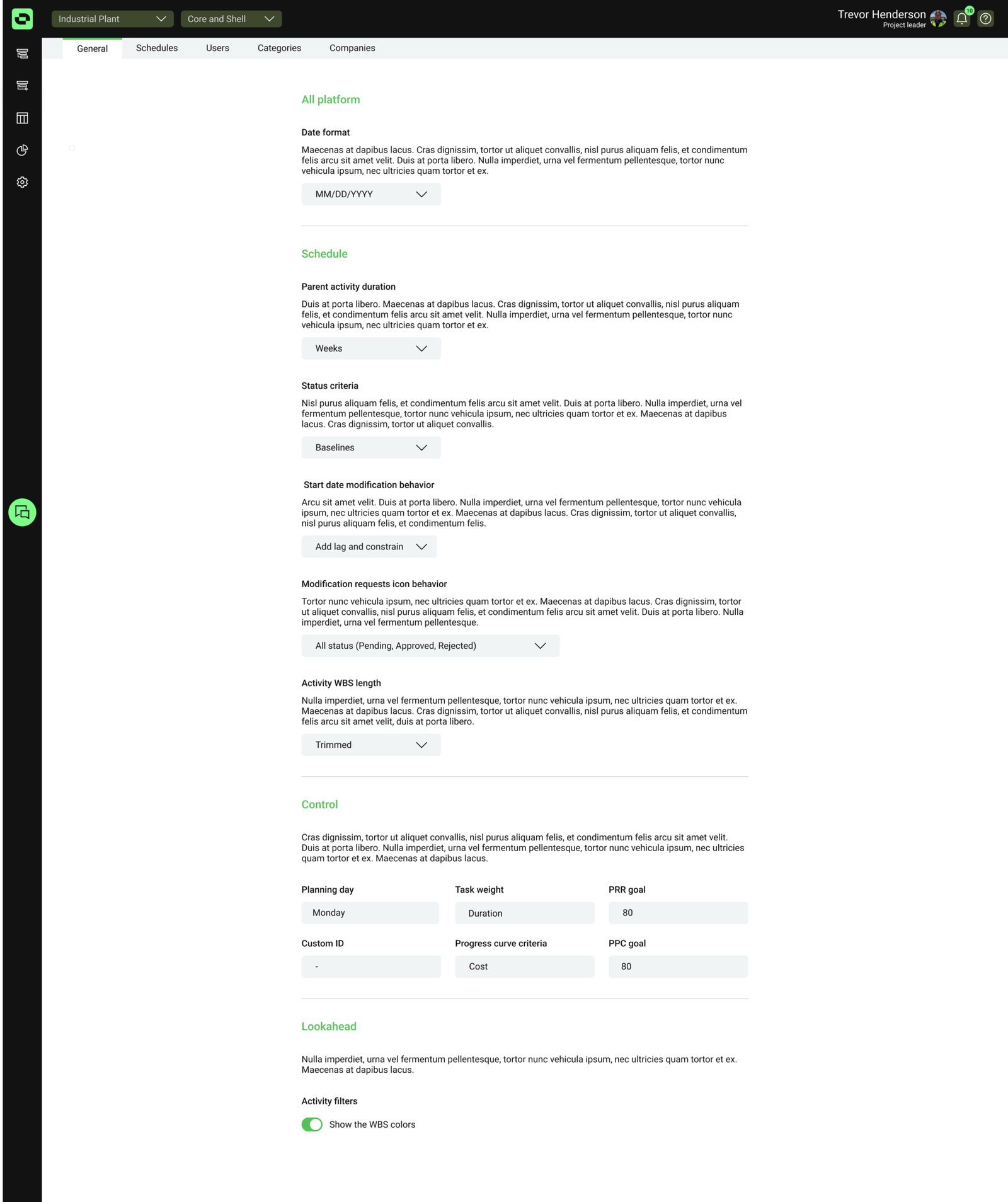 Outbuild - Settings module