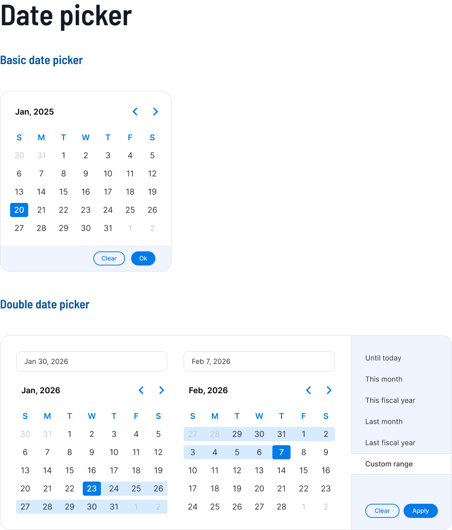 GSI - Design System - Date Pickers