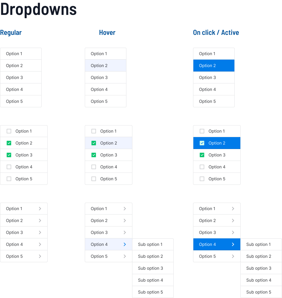 GSI - Design System - Dropdowns
