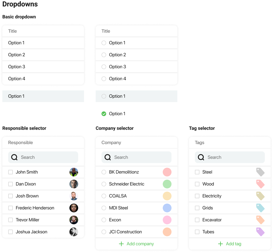 Outbuild - Design System - Dropdowns