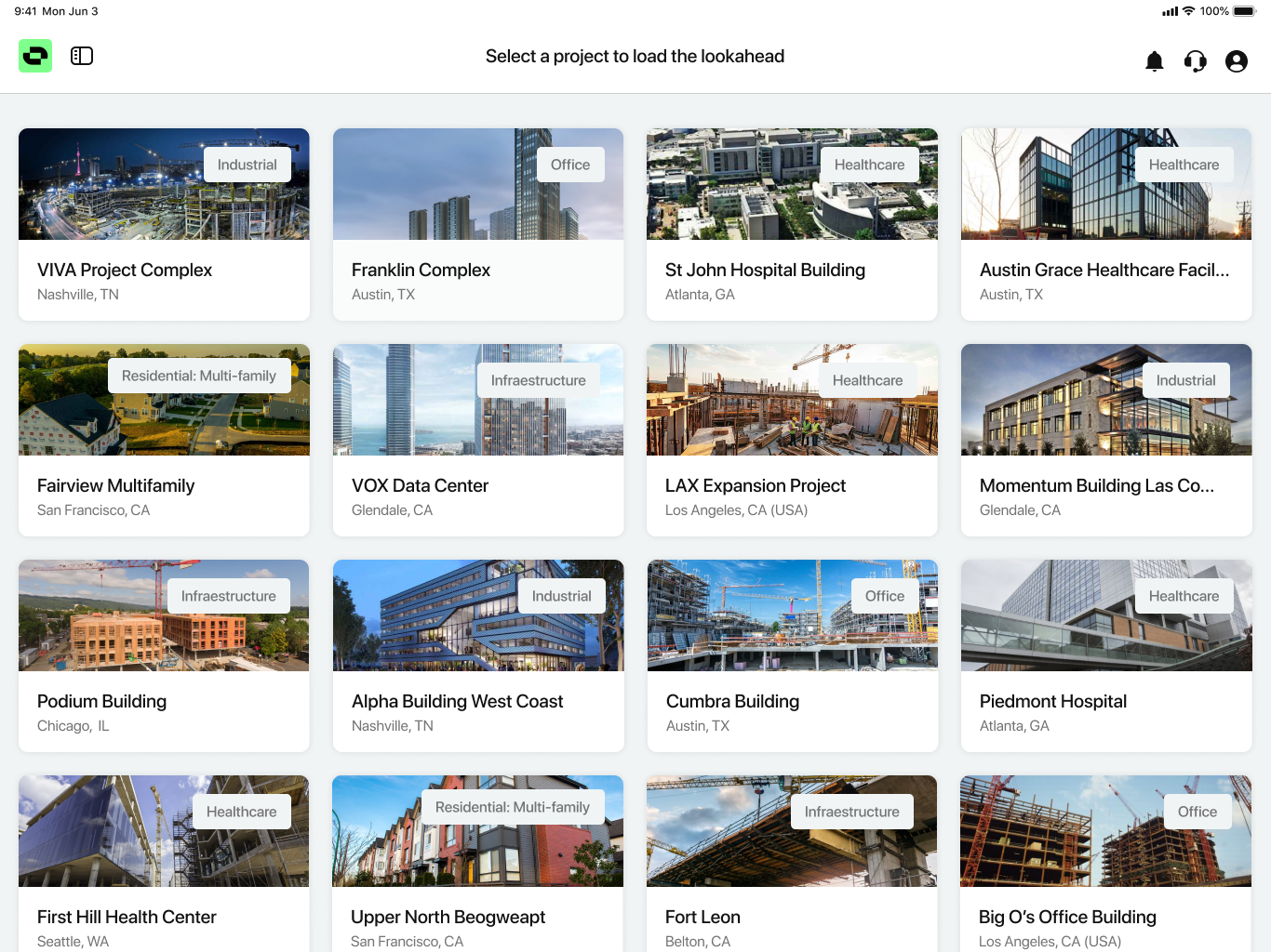Outbuild iPad App - Home