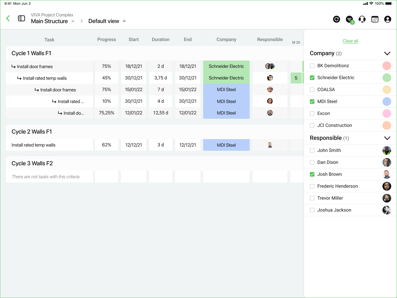 Outbuild iPad App - Lookahead Filtered